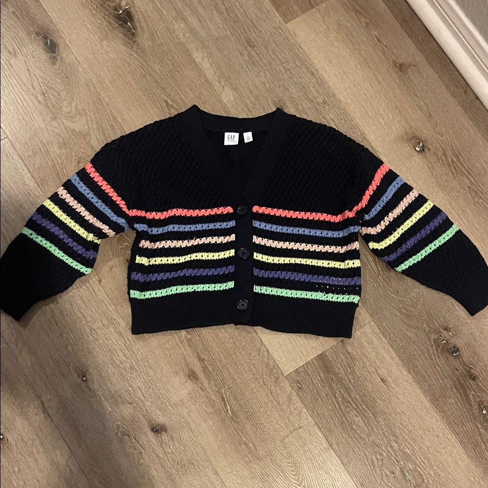 GAP Navy Blue Cardigan with Multicolor Stripes